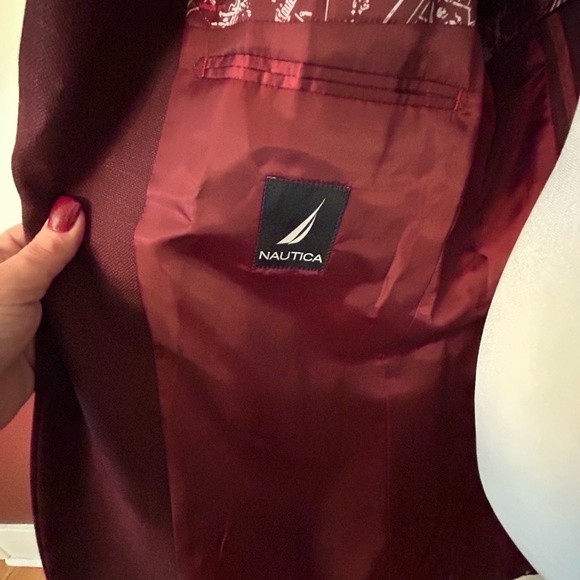 Nautica Men’s Burgundy Modern Fit Wool Sports Coat Blazer - Picture 7 of 11